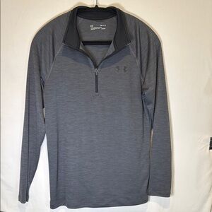 Under Armour heat gear gray long, sleeved half zip pull over men’s size small